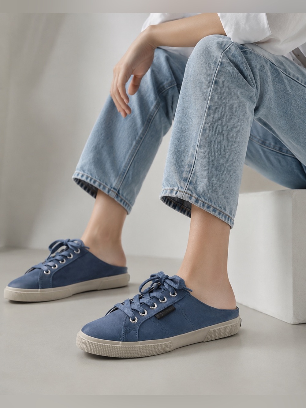 Superga X-Man Repeller Satin Blue Canvas Mule Sneakers Slip-On